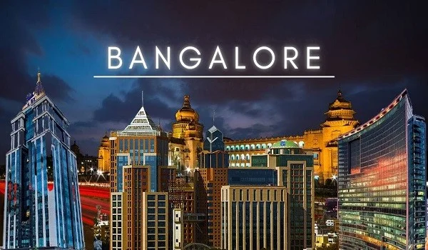 Panoramic skyline of Bangalore city showing major residential hubs and commercial tech parks.