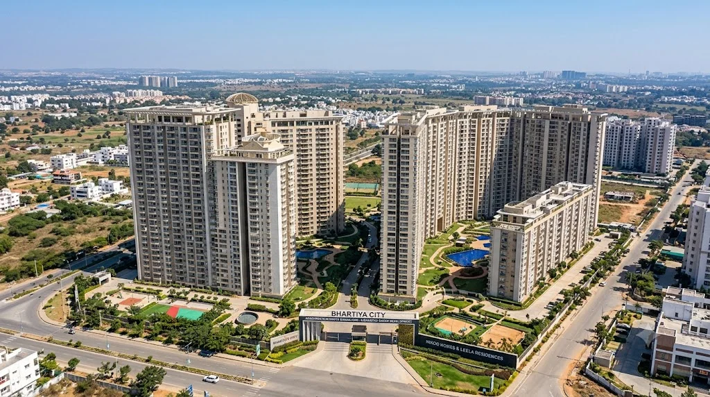 Modern residential apartment complex located in North Bangalore