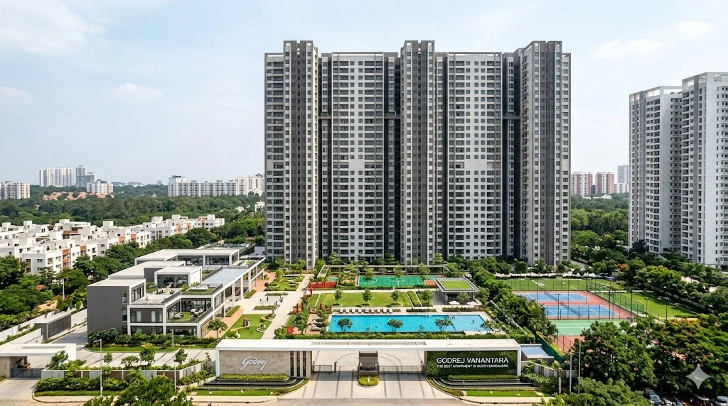 Overview of top-rated apartment projects and premium residential corridors in South Bangalore showing connectivity to Metro stations and IT hubs.