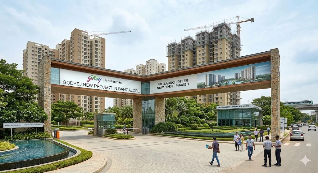 Architectural render of an upcoming Godrej Properties new residential project and township in Bangalore.