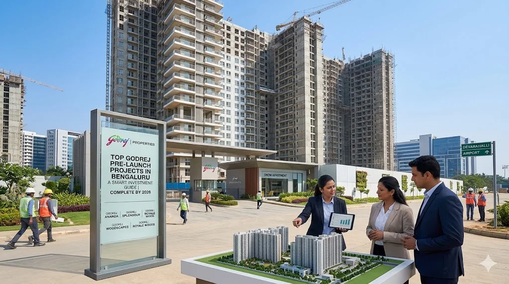 Infographic guide to top Godrej pre-launch residential projects in Bangalore for 2026 showing investment potential and upcoming locations.