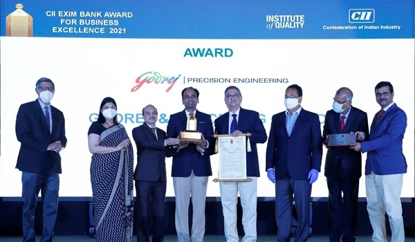 A collection of Godrej Properties Awards including Developer of the Year, GRI India Awards, and CNBC-Awaaz Real Estate Awards logos.