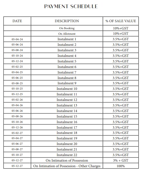 The Prestige City Hyderabad Payment Plan